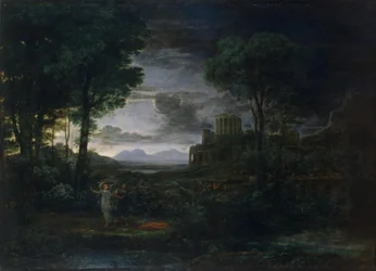 Landschaft mit Jakob, der mit dem Engel kämpft (Nacht)
